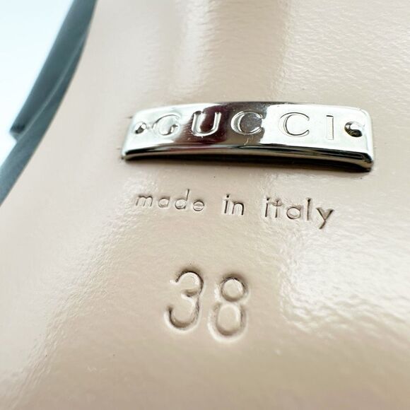 GUCCI Janaya Black GG Studded Platform Heels Size 38 US 8 Sandals Leather - Picture 11 of 12